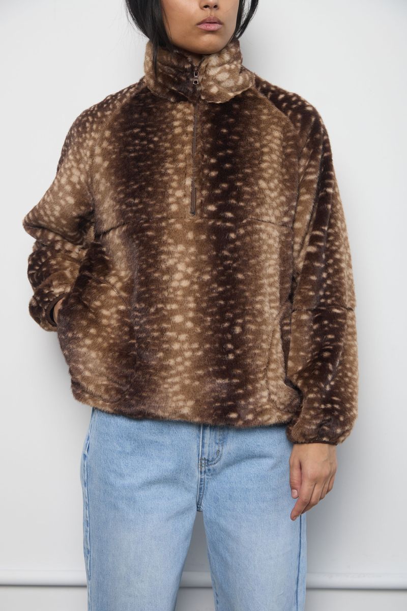Kuwalla Tachette Faux-Fur Zipup In Bambi Brown
