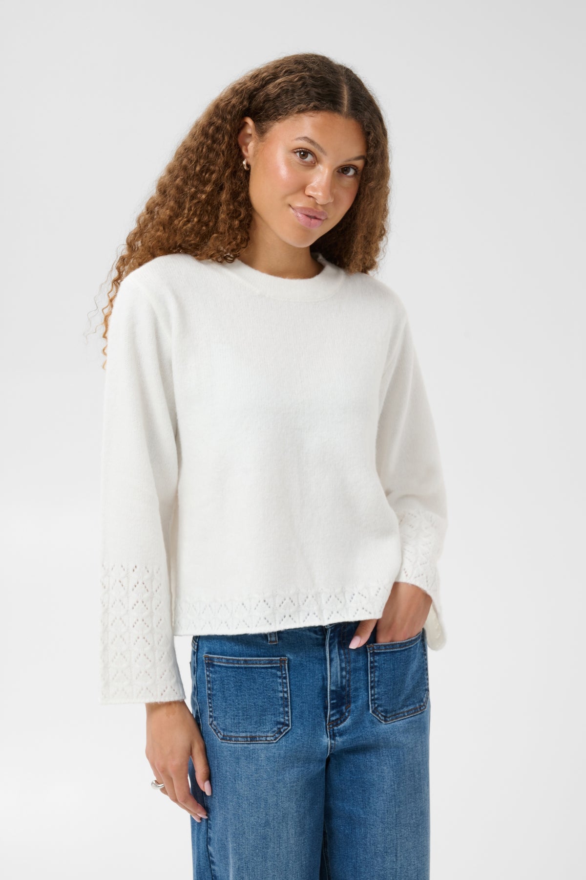 Kaffe Gro Pullover Knit In Chalk