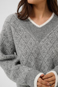 Kaffe Sirens Knit Pullover In Grey and Chalk