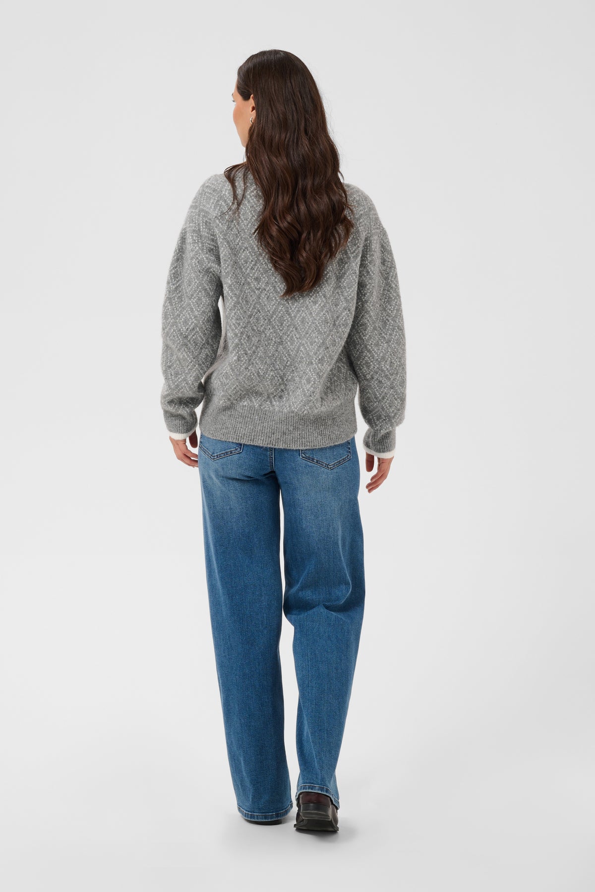 Kaffe Sirens Knit Pullover In Grey and Chalk
