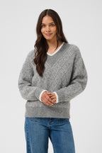 Kaffe Sirens Knit Pullover In Grey and Chalk