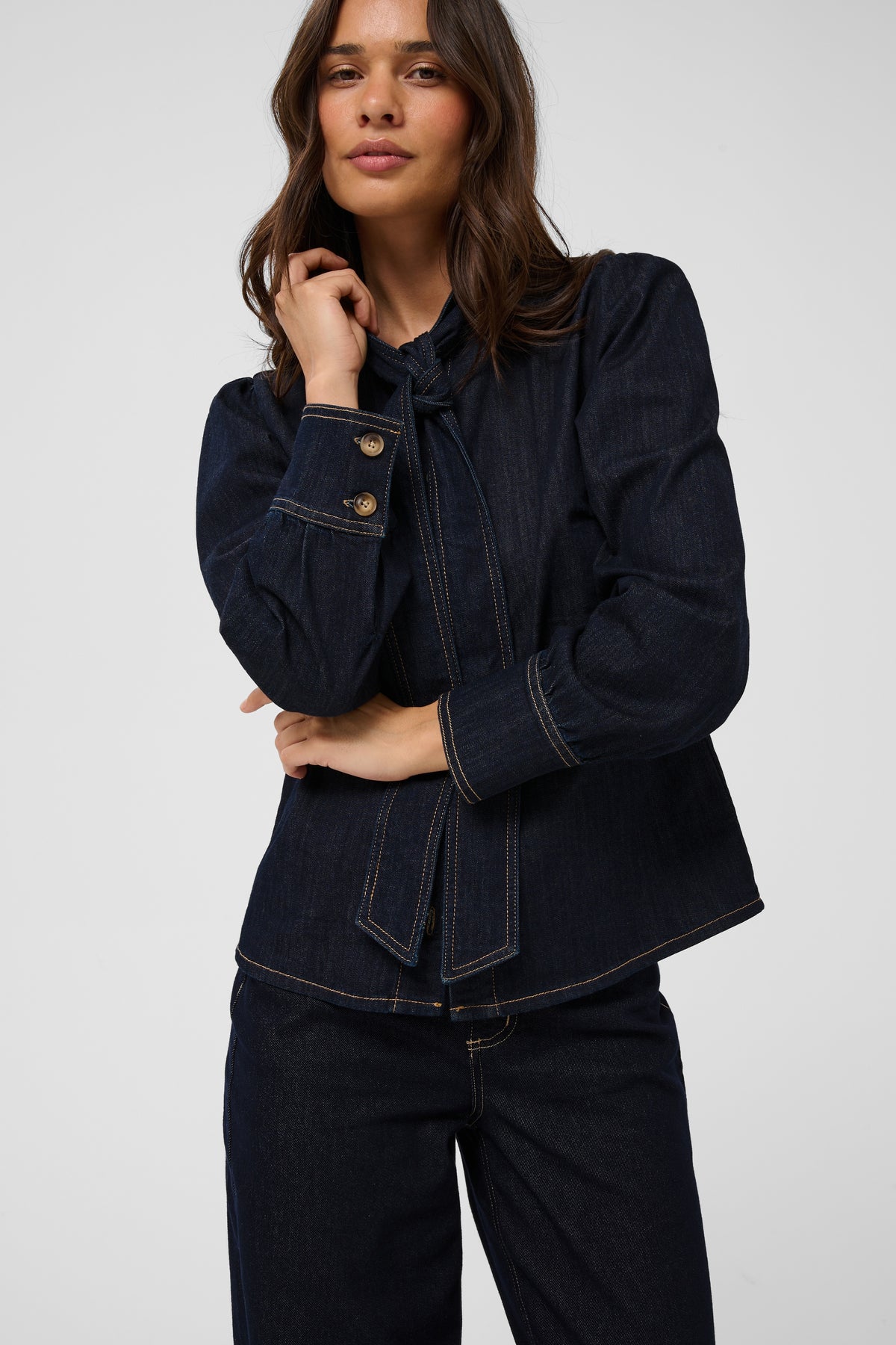 Kaffe Molly Denim Shirt In Raw Blue Denim