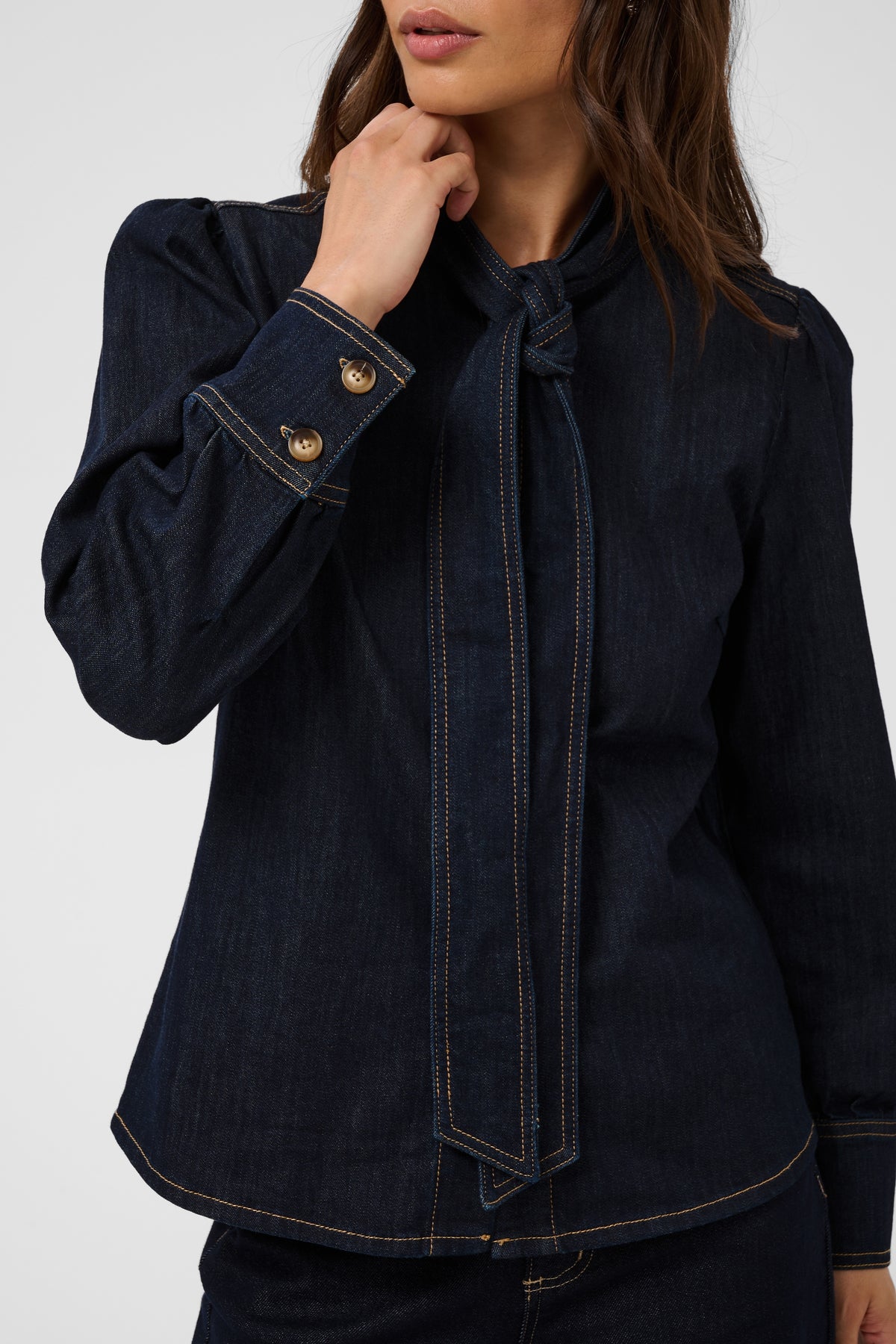 Kaffe Molly Denim Shirt In Raw Blue Denim