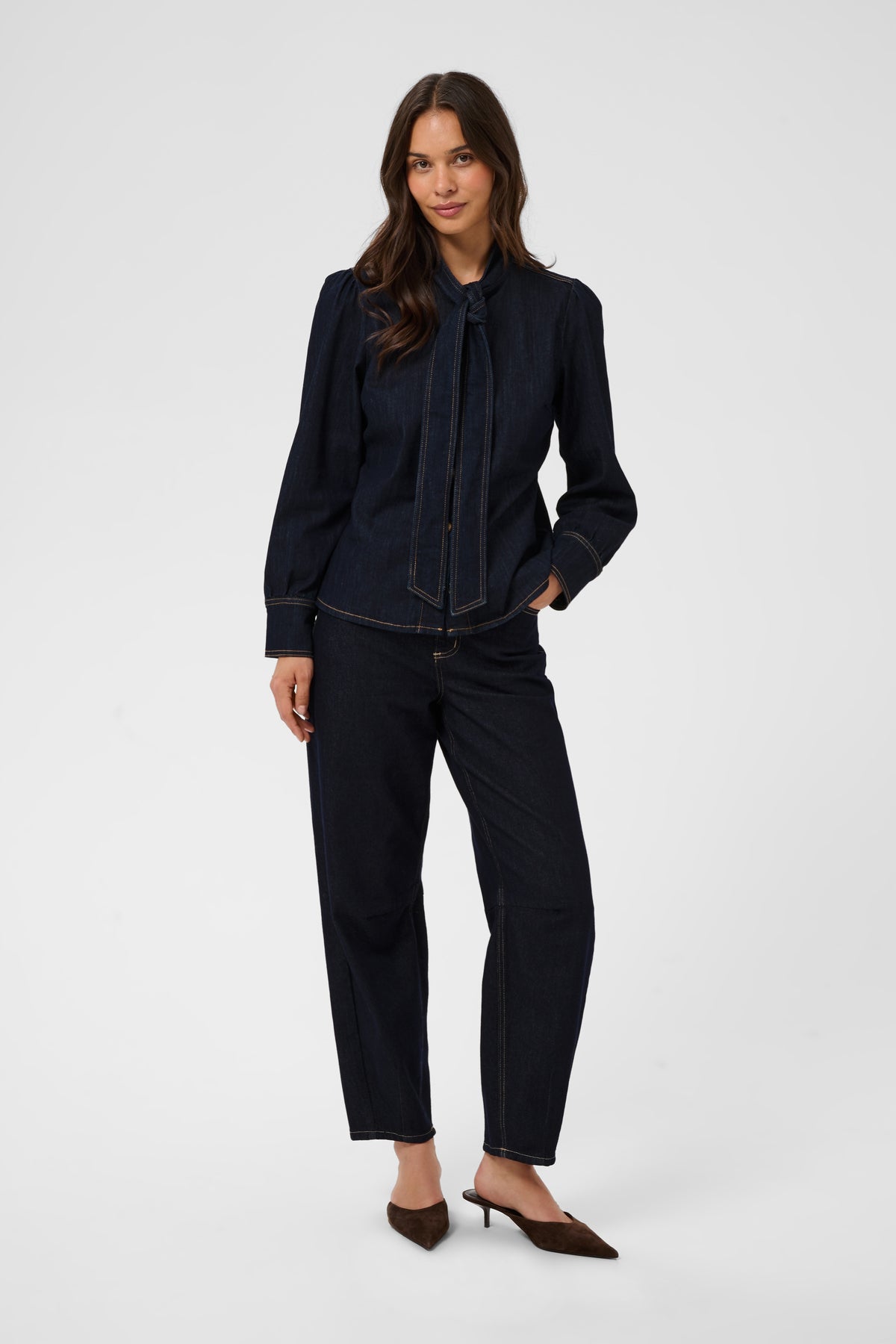 Kaffe Molly Denim Shirt In Raw Blue Denim