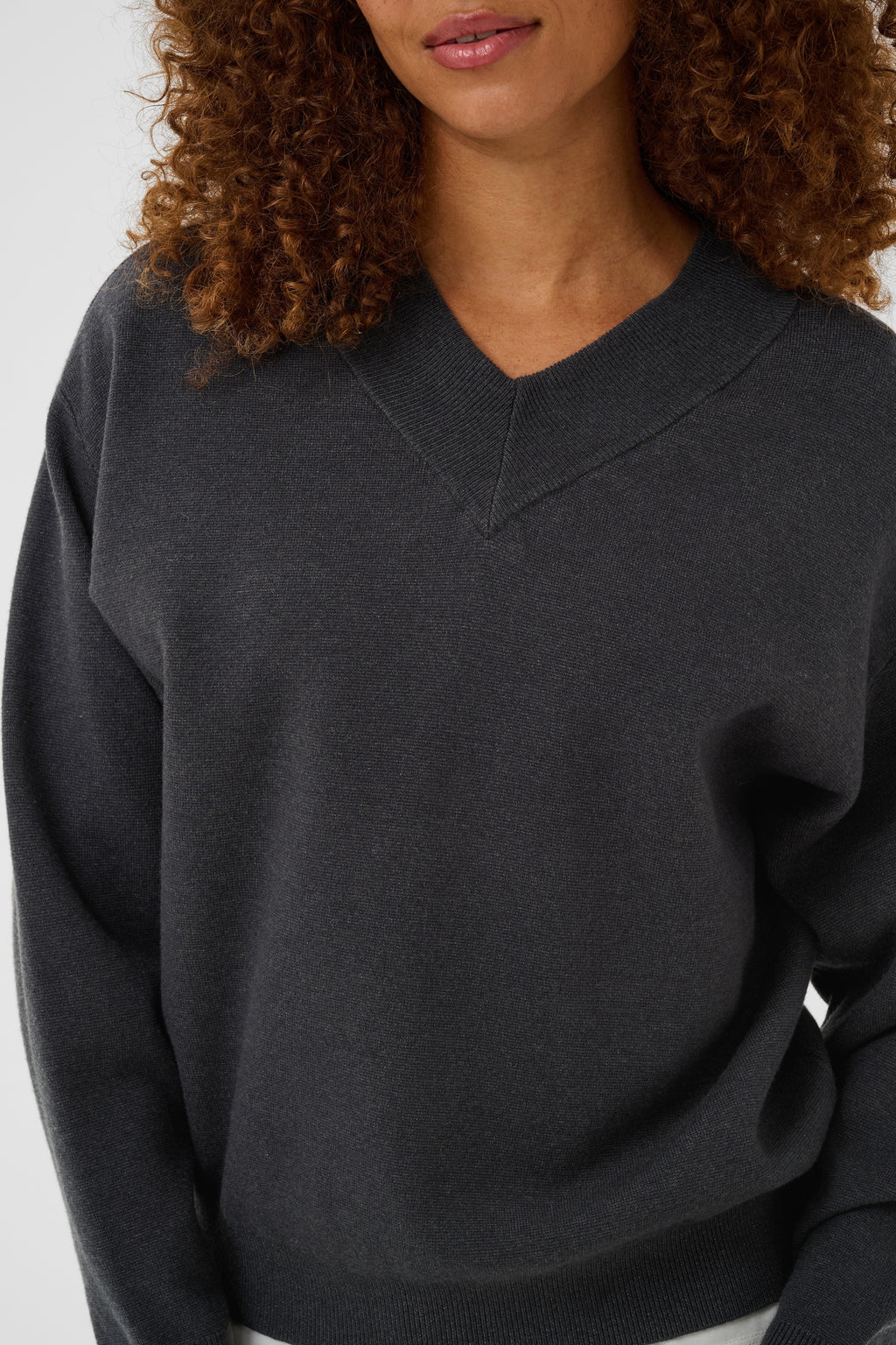 Kaffe Loana Knit Pullover In Dark Grey