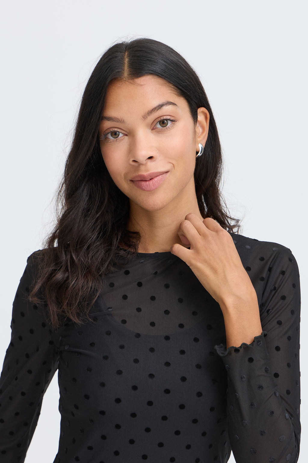 B.Young Shirley Dot Top In Black