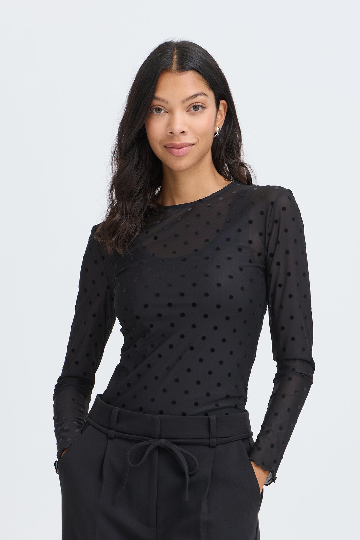 B.Young Shirley Dot Top In Black