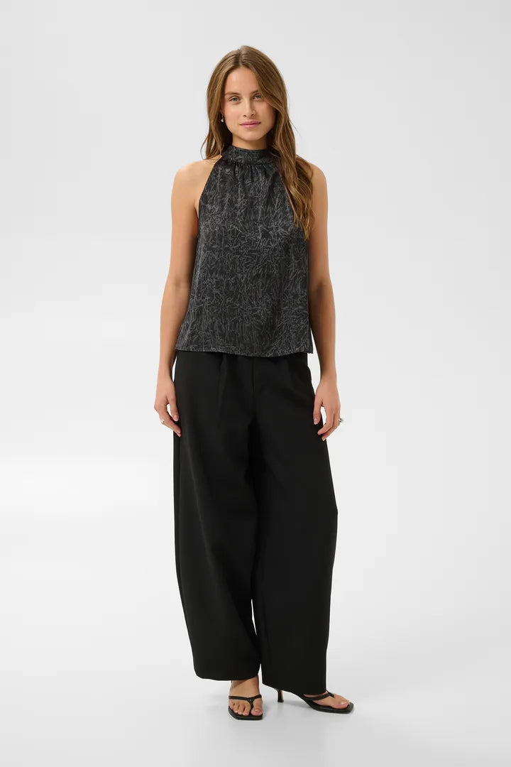 Kaffe Tara Top In Black/Grey