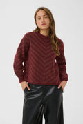 Kaffe Hillery Pullover in Port M./Desert Taupe M. Stripe