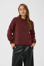 Kaffe Hillery Pullover in Port M./Desert Taupe M. Stripe