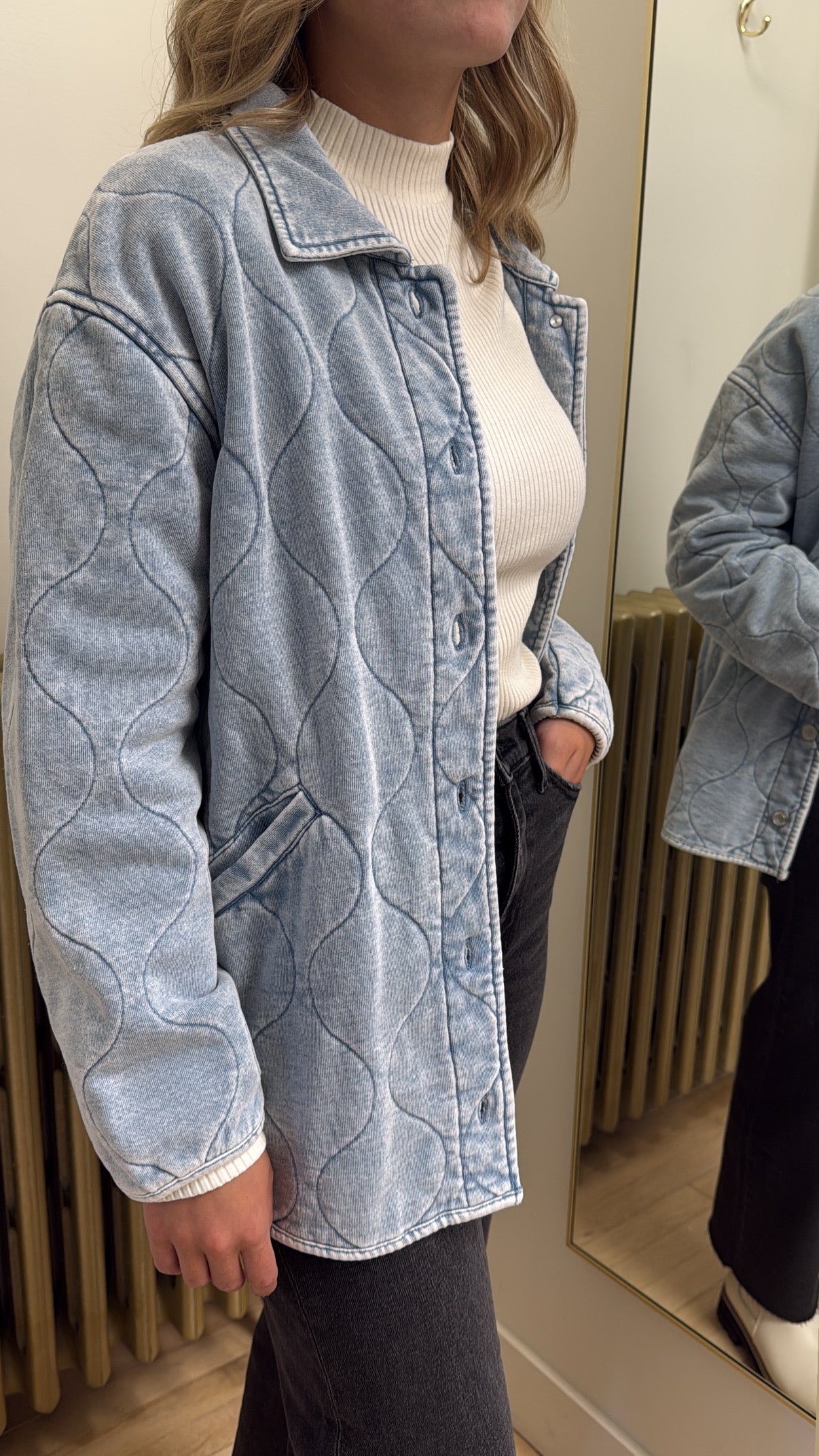 Z Supply Quilted Jacket in Washed Indigo