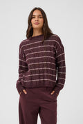 Kaffe Sirens Striped Pullover In Fig