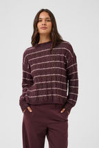 Kaffe Sirens Striped Pullover In Fig