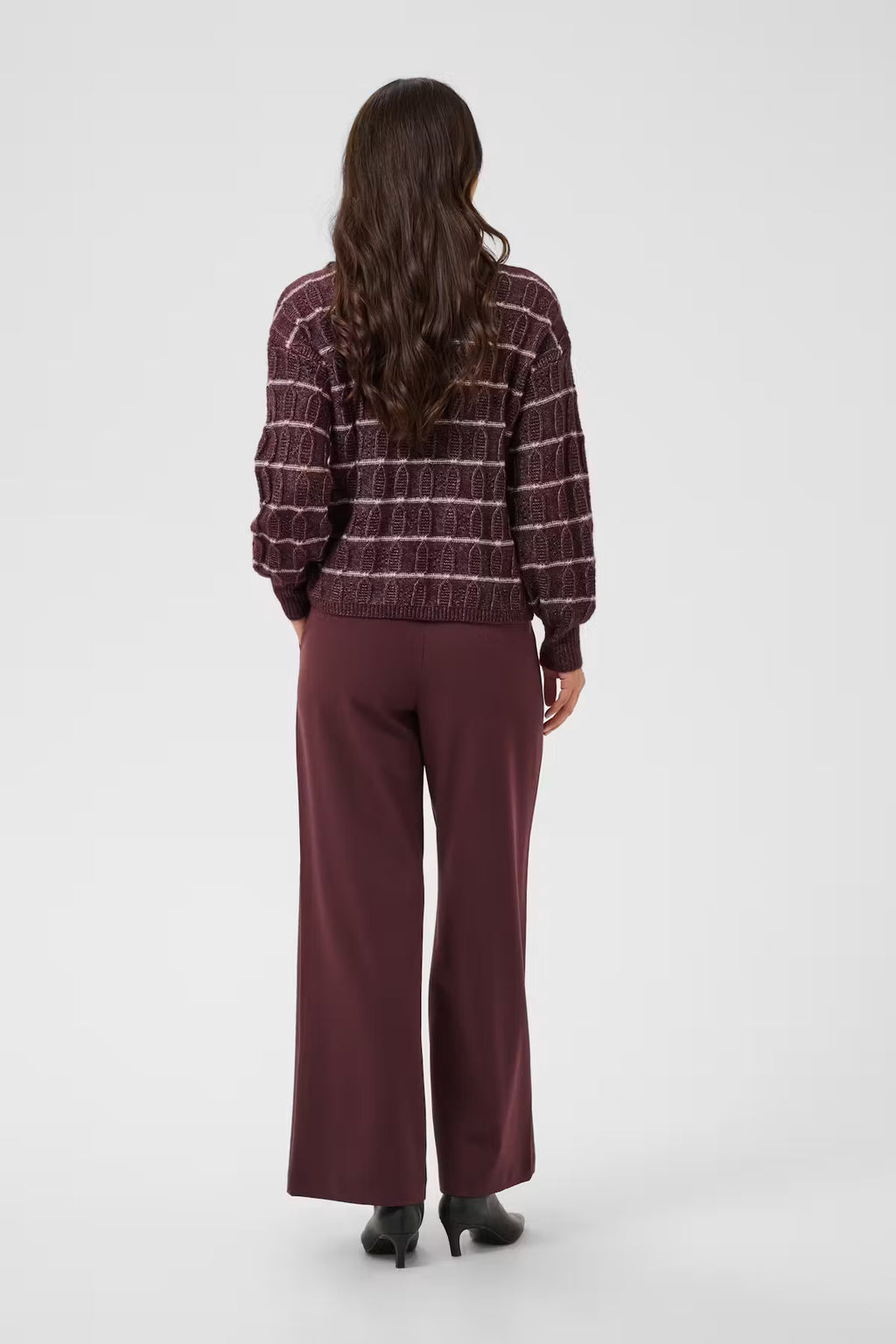 Kaffe Sirens Striped Pullover In Fig