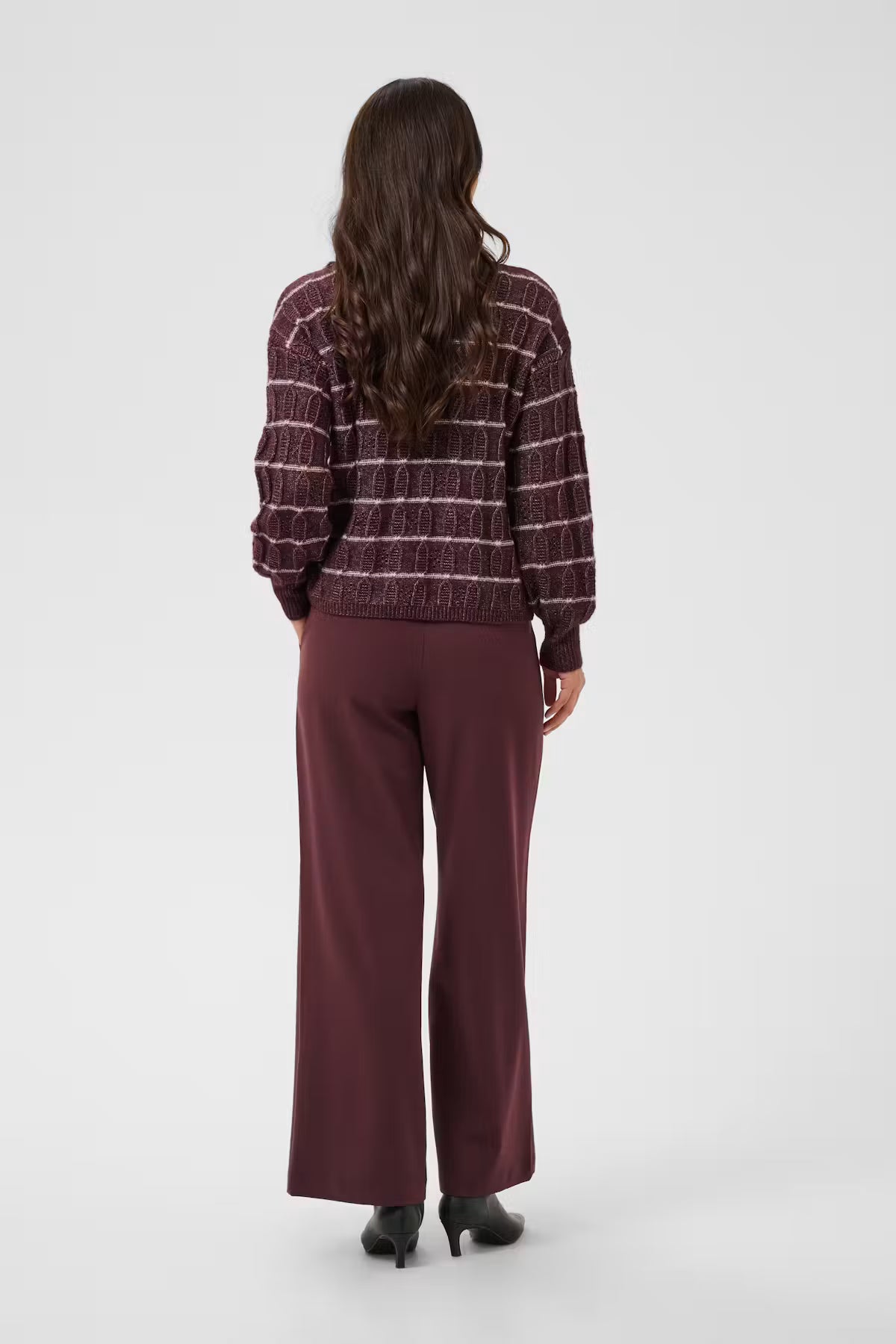 Kaffe Sirens Striped Pullover In Fig