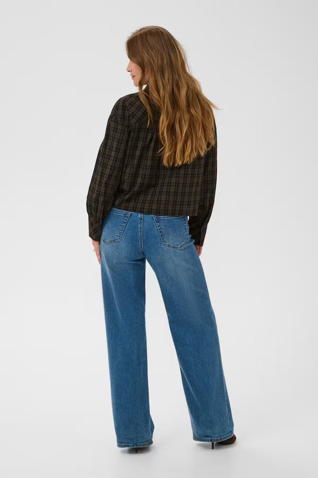 Kaffe Helie Check Shirt In Black & Brown