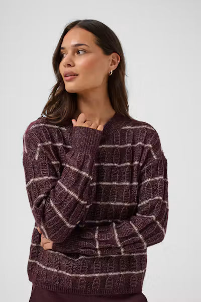 Kaffe Sirens Striped Pullover In Fig