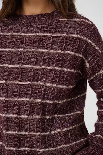 Kaffe Sirens Striped Pullover In Fig