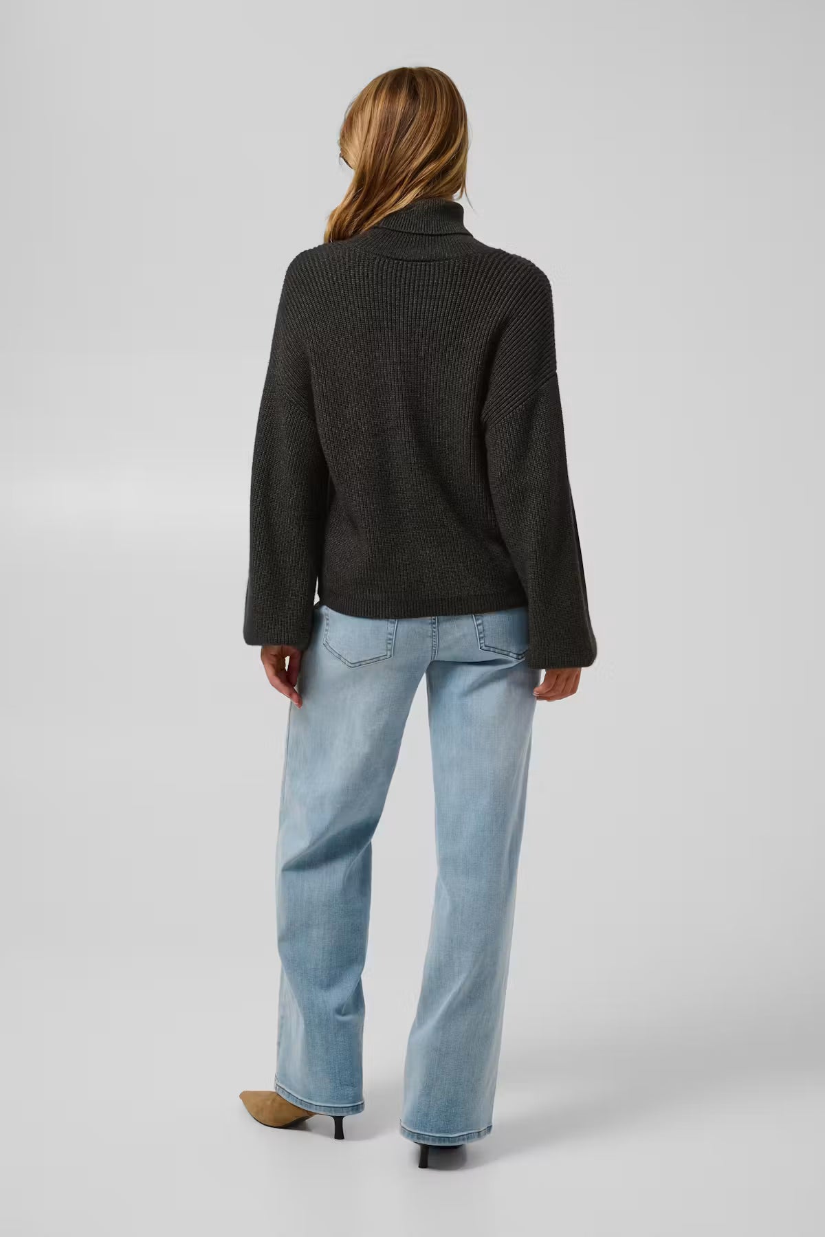 Kaffe Barbara Rollneck Pullover In Dark Grey