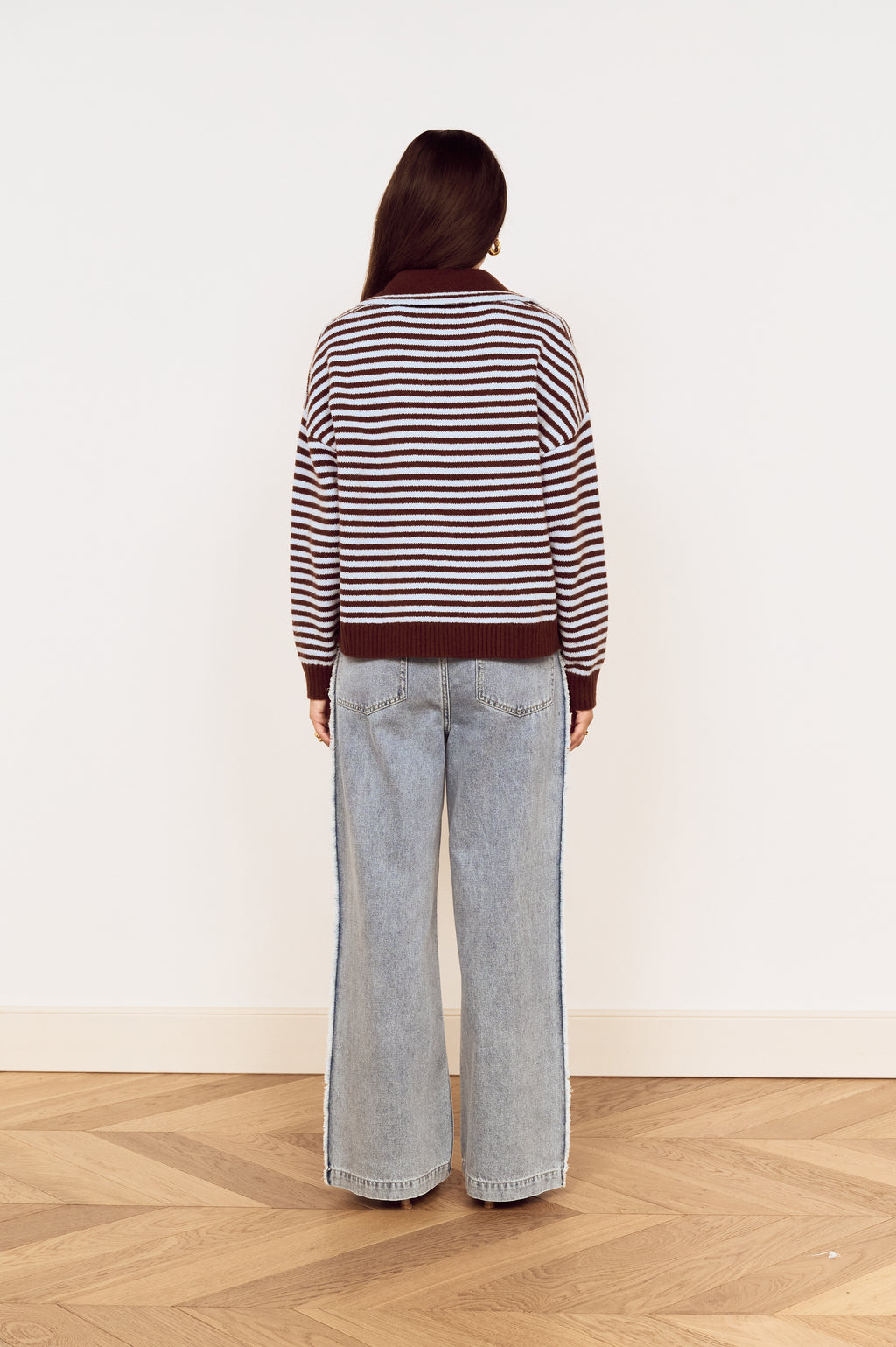 Mink Pink Sutton Stripe Sweater in Blue/Brown