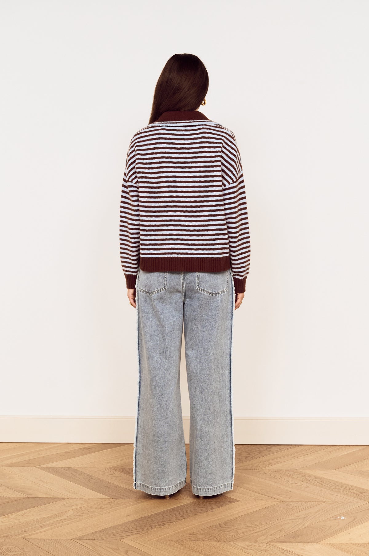 Mink Pink Sutton Stripe Sweater in Blue/Brown