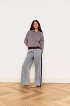 Mink Pink Sutton Stripe Sweater in Blue/Brown