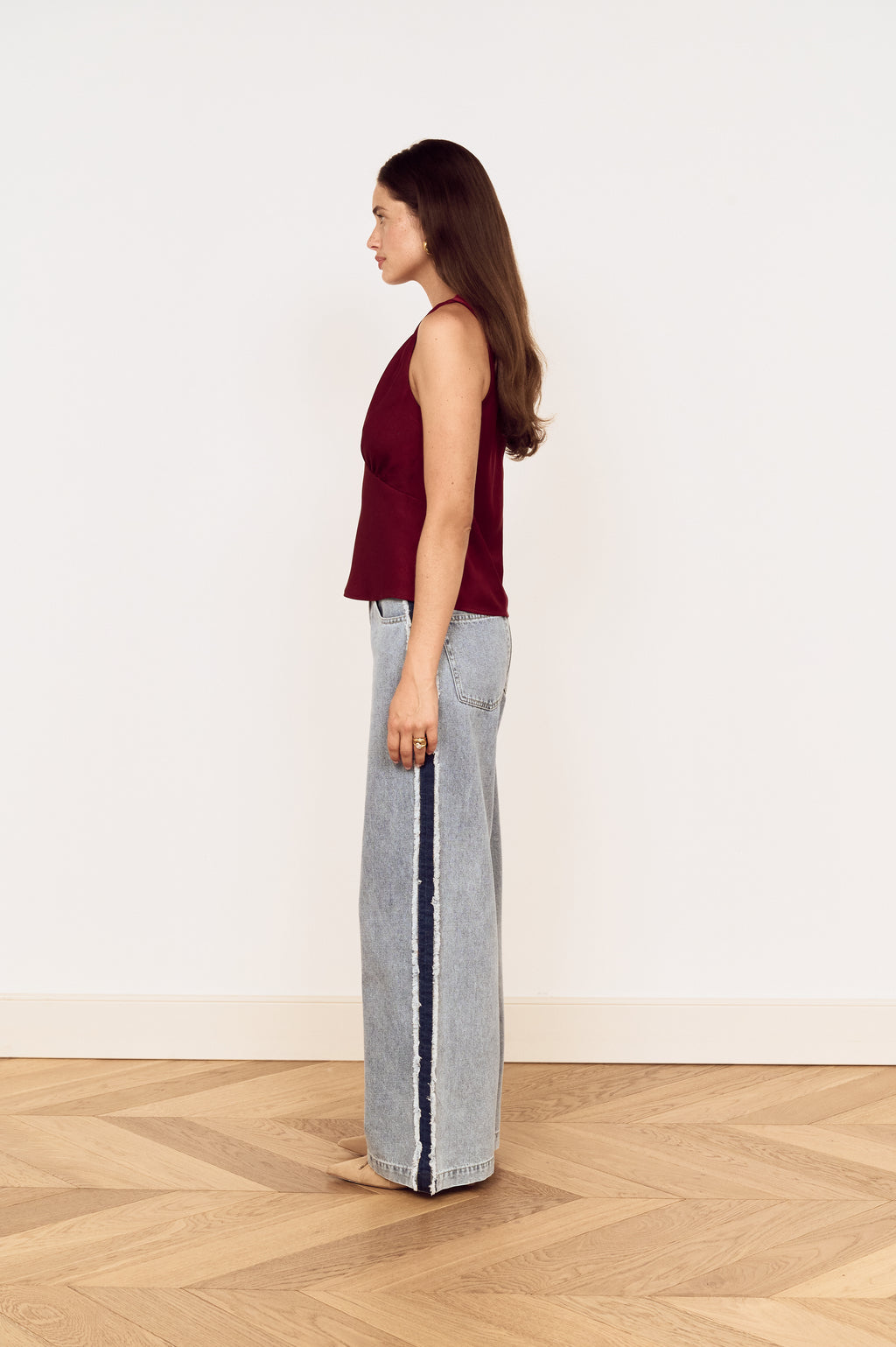 Mink Pink Lumiere Bias Top in Wine