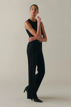 Warp + Weft High Rise Californian Slim Wide Leg in Jet Black