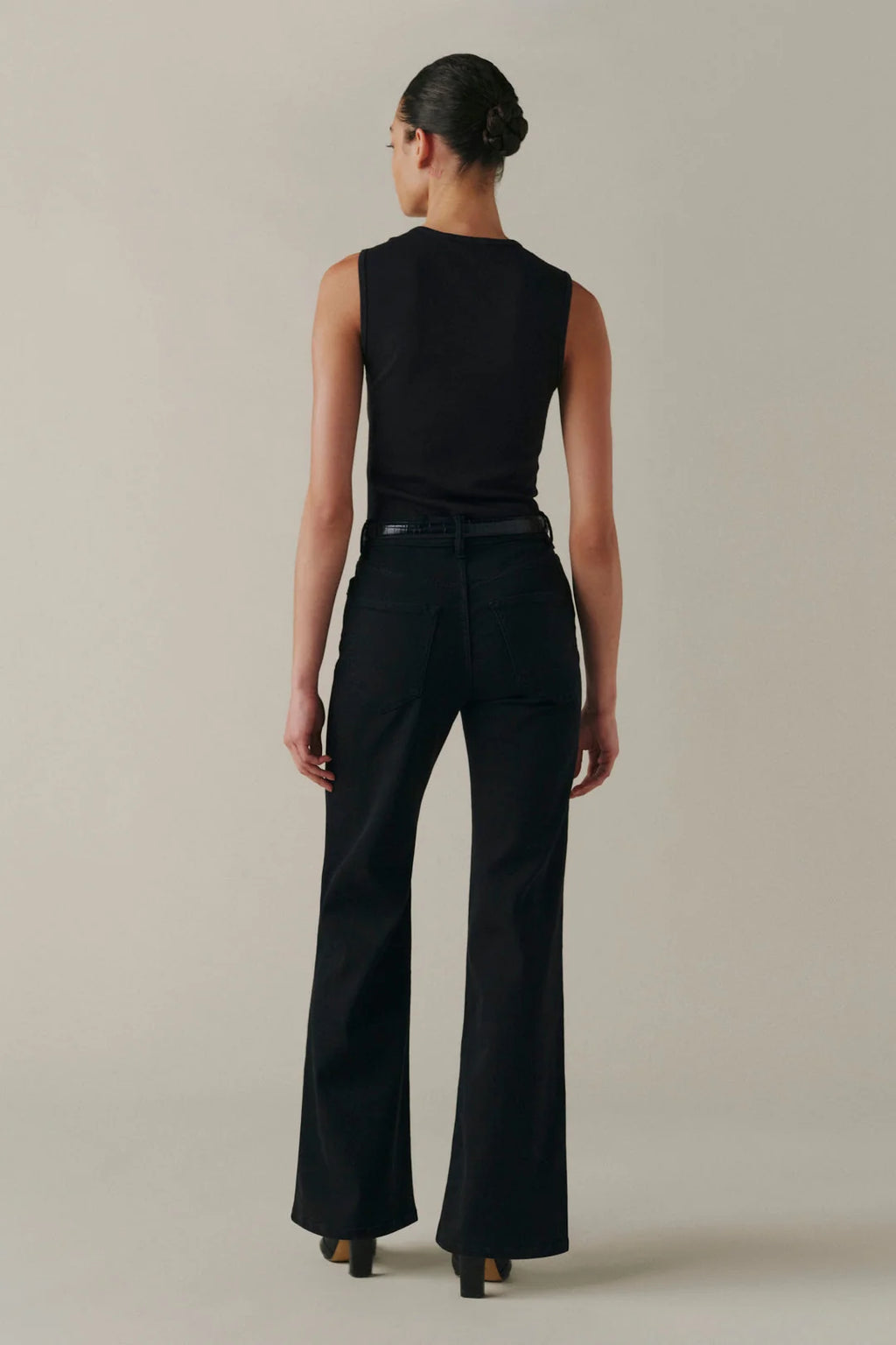 Warp + Weft High Rise Californian Slim Wide Leg in Jet Black