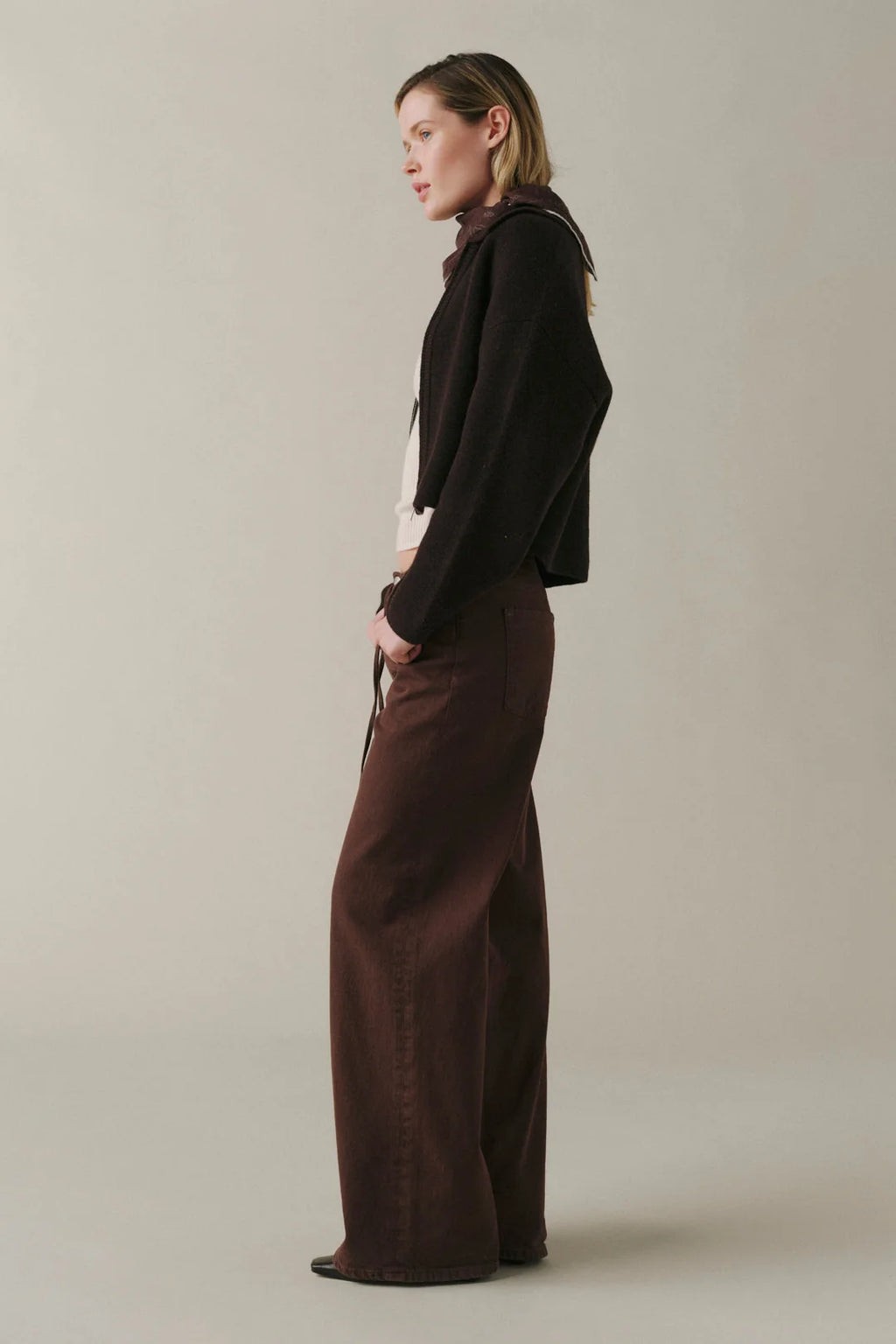 Warp + Weft Mid Rise Big Easy Wide Leg in Dark Roast