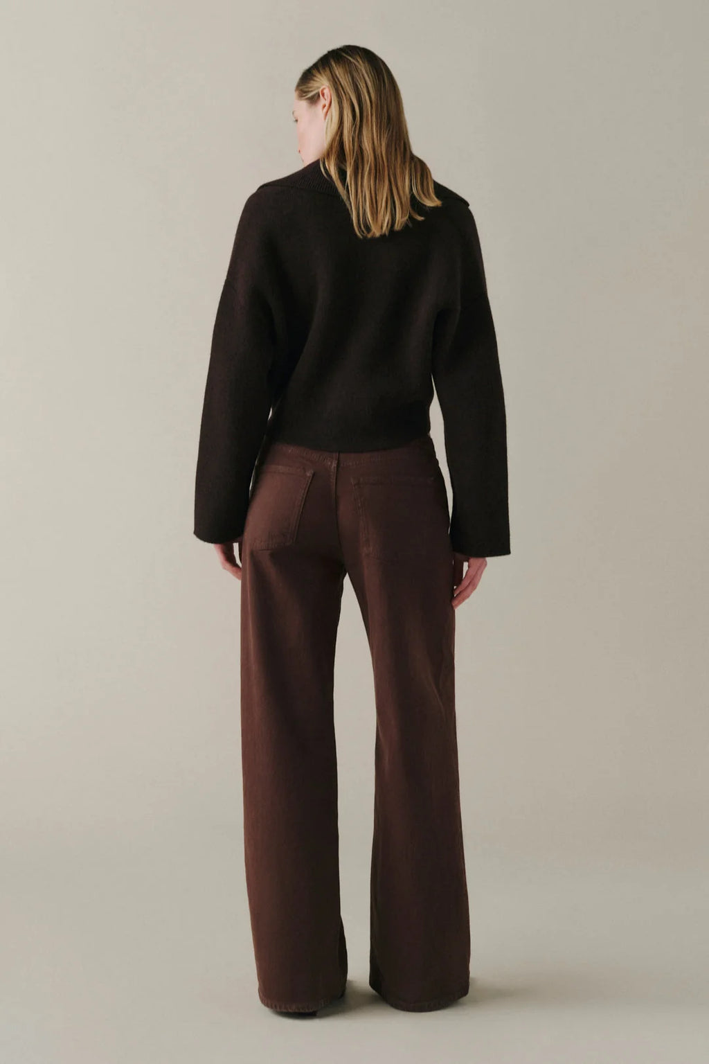 Warp + Weft Mid Rise Big Easy Wide Leg in Dark Roast