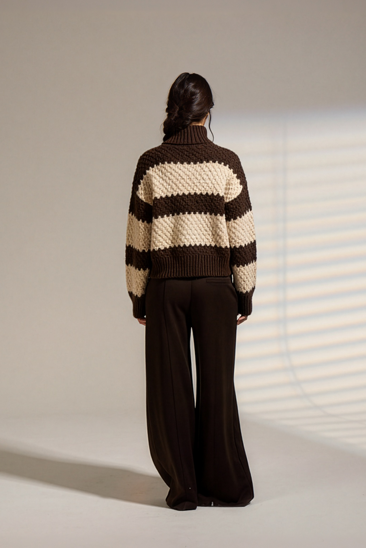Deluc Stones Striped Cardigan In Sand and Chocolate