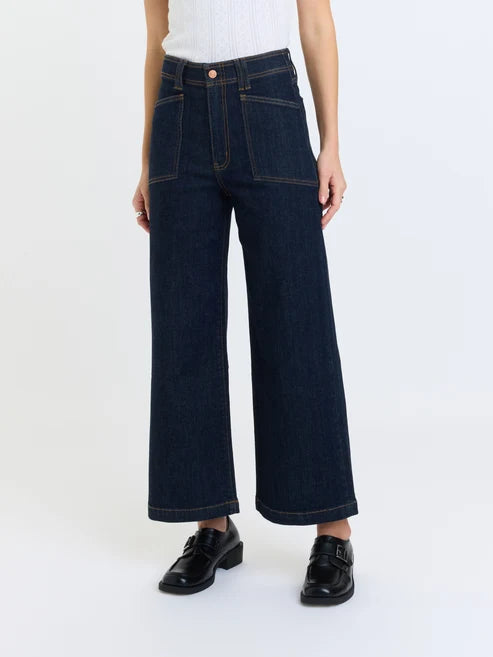 Daze Valley Girl High Rise Wide Ankle in Rinse