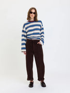 Daze Villa High Rise Drawstring Barrel Jean in Chocolate Cord