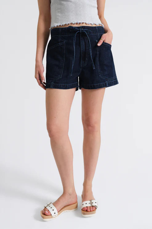 Daze Catalina High Rise Drawstring Short in Blue Mood