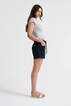 Daze Catalina High Rise Drawstring Short in Blue Mood