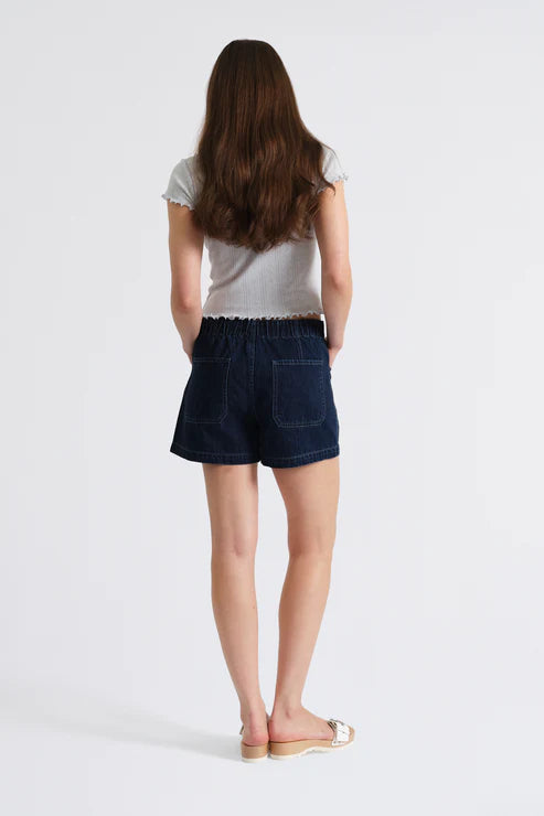 Daze Catalina High Rise Drawstring Short in Blue Mood