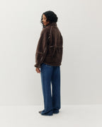 Kuwalla Leather Line Sherpa Half-Zip In Brown