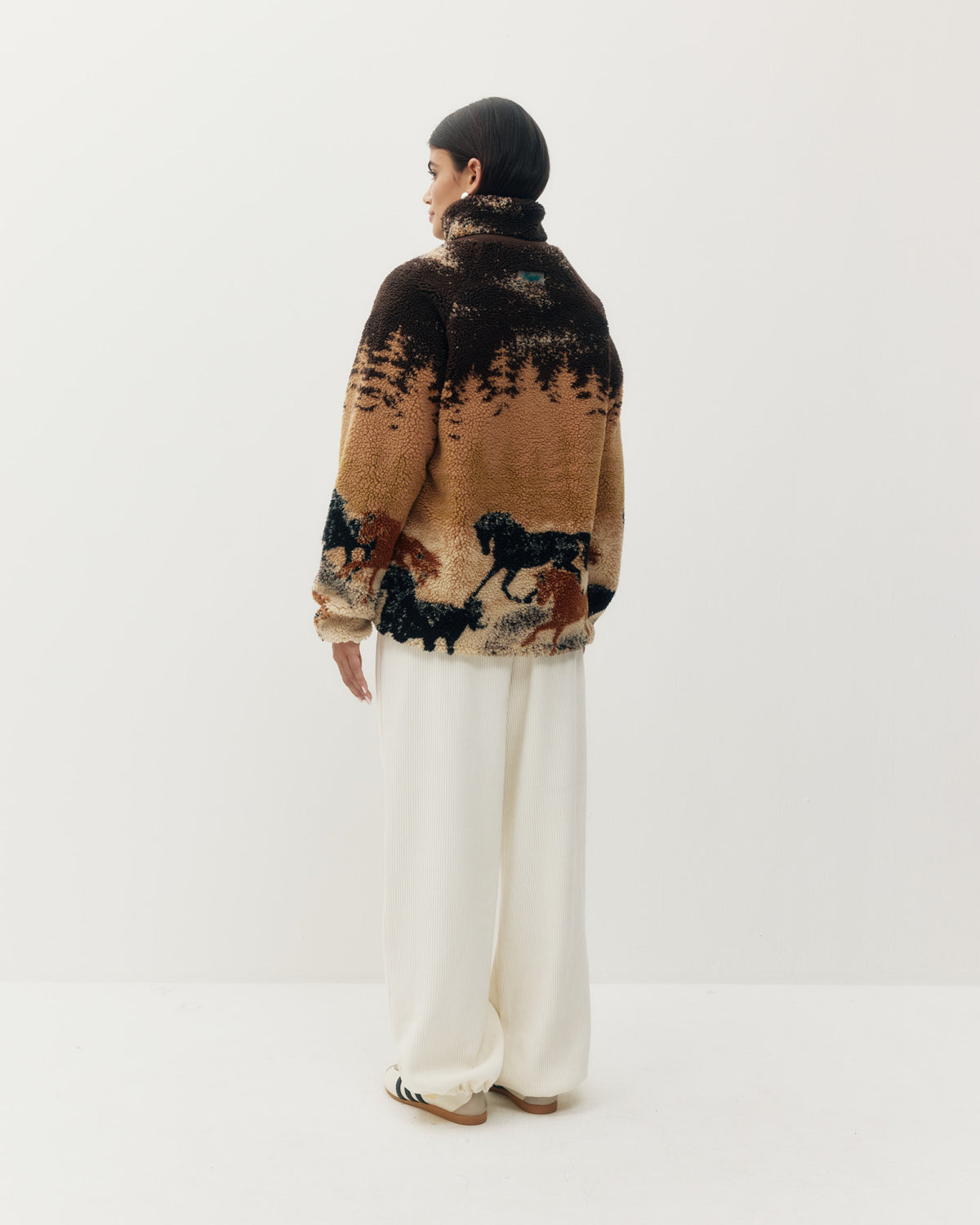 Kuwalla Printed Sherpa Jacket in Wild Horses