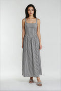 Priv Jules Tie Back Dress In Black Stripe
