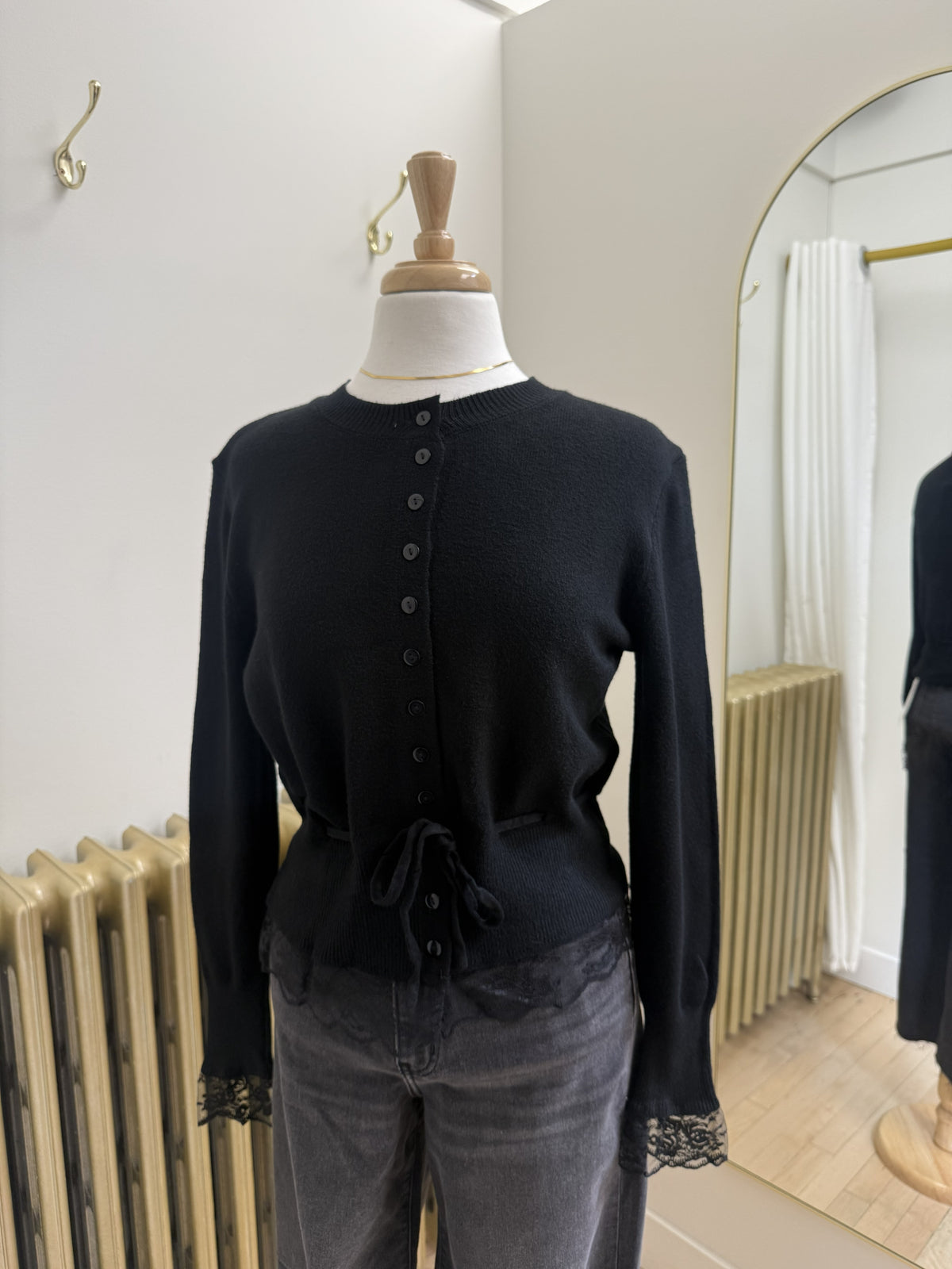 Deluc Funkadelic Lace Trim Cardigan in Black