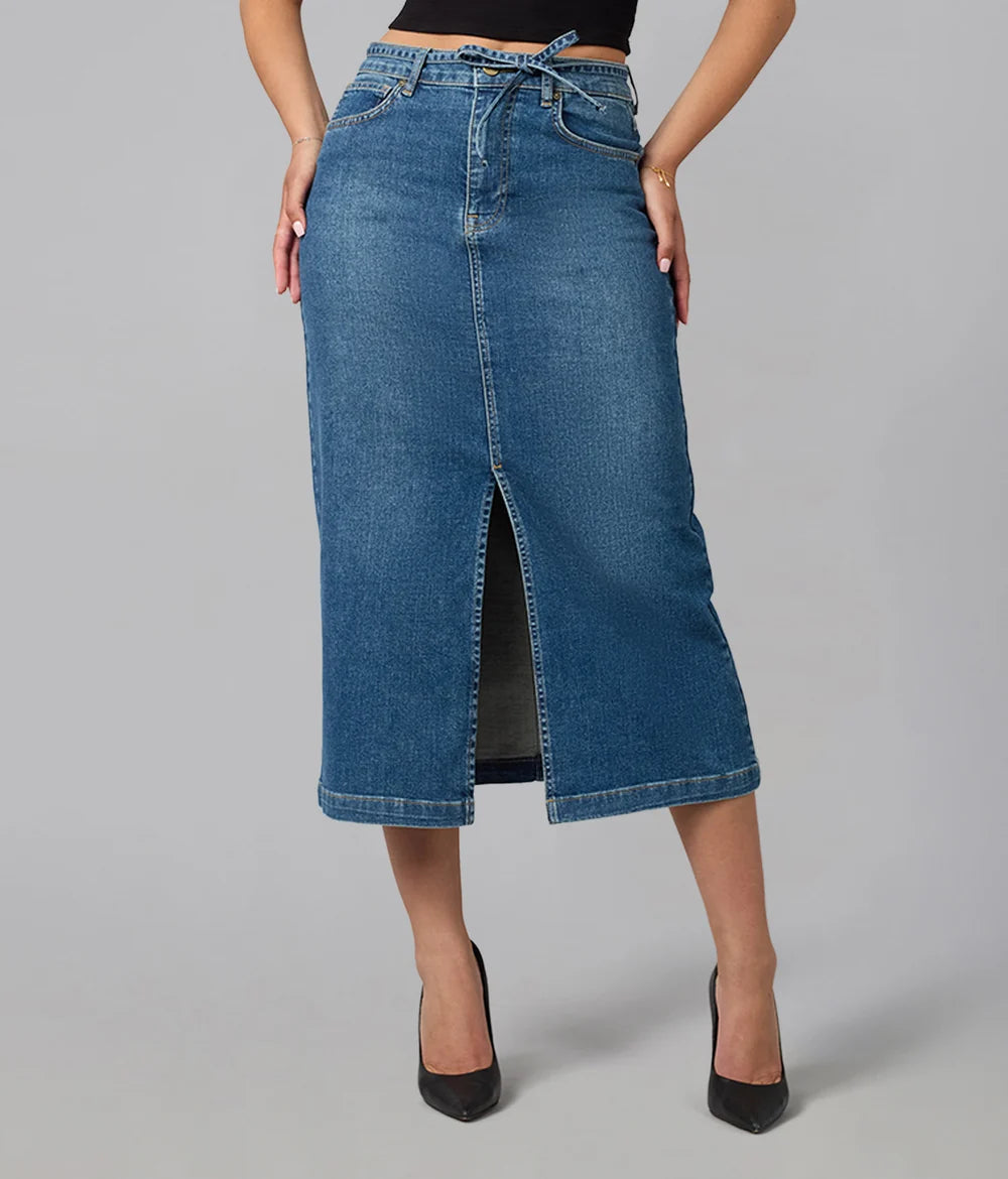Lola Denim High Rise Harlston Skirt in Blue