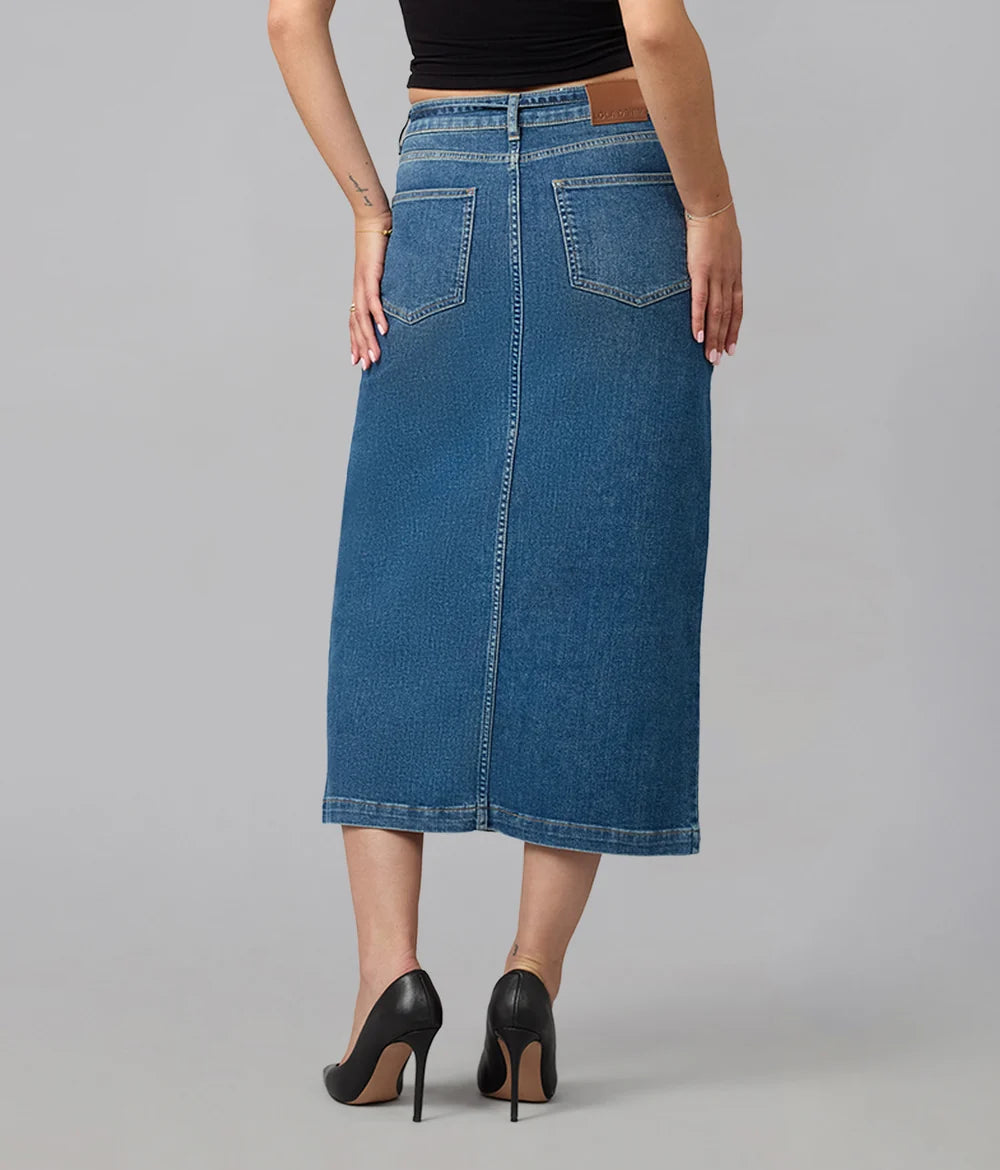 Lola Denim High Rise Harlston Skirt in Blue