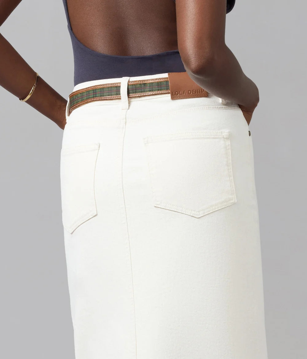 Lola Denim High Rise Harlston Skirt in Cream