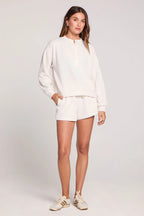 Saltwater Luxe Long Sleeve Pullover In Ecru