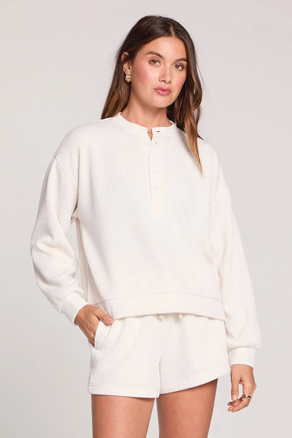 Saltwater Luxe Long Sleeve Pullover In Ecru