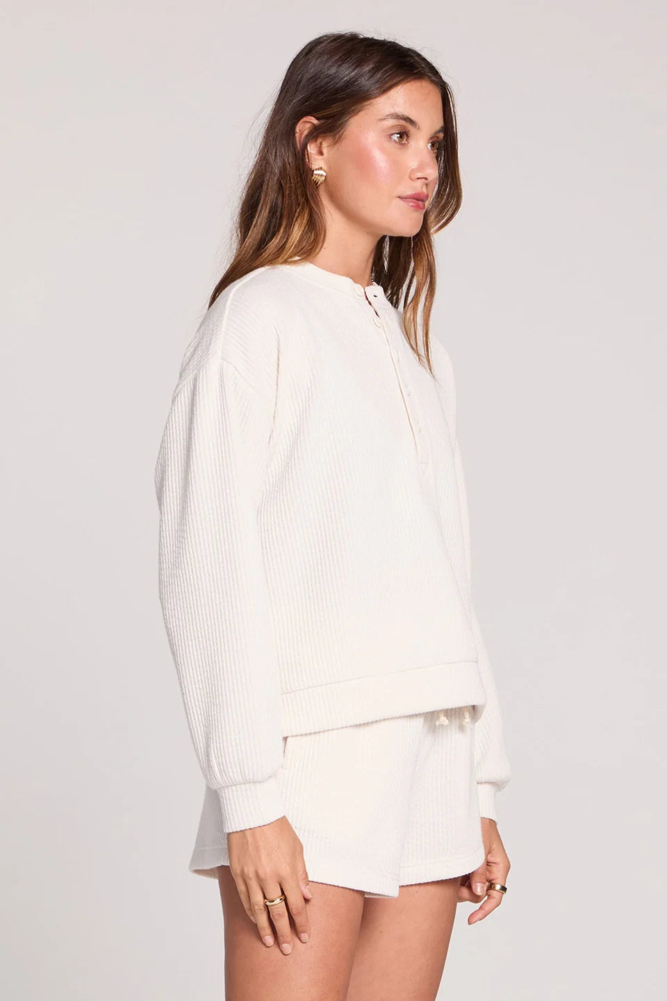 Saltwater Luxe Long Sleeve Pullover In Ecru