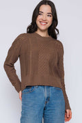 Orb Willa Cabled Raglan Pullover In Cocoa