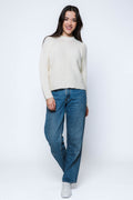 Orb Taylor Textured Stripe Crew In Winter White