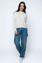 Orb Taylor Textured Stripe Crew In Winter White